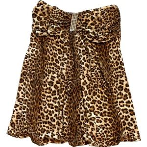 TART leopard print strapless sweetheart top